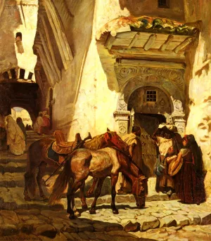 Near The Kasbah by Frederick Arthur Bridgman Oil Painting