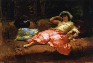 Odalisque by Frederick Arthur Bridgman Oil Painting
