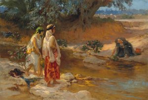 On the Banks of the Wadi by Frederick Arthur Bridgman Oil Painting