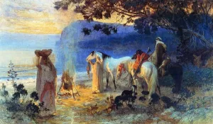 On the Coast of Kabylie by Frederick Arthur Bridgman - Oil Painting Reproduction