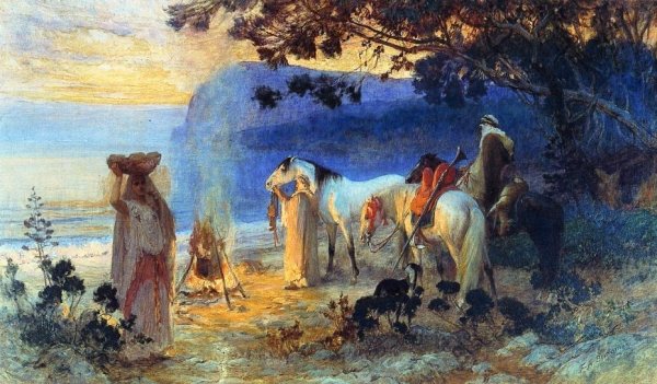 Main Product Photo of On the Coast of Kabylie Painting by Frederick Arthur Bridgman