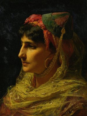 Portrait Of A Woman by Frederick Arthur Bridgman Oil Painting
