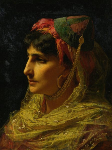 Portrait Of A Woman by Frederick Arthur Bridgman - Hand-Painted Oil Painting Reproduction