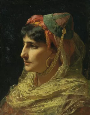 Portrait of a Woman by Frederick Arthur Bridgman Oil Painting