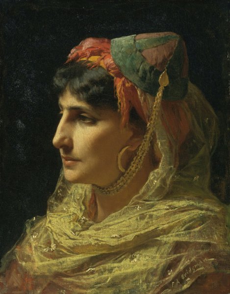 Portrait of a Woman by Frederick Arthur Bridgman - Hand-Painted Oil Painting Reproduction