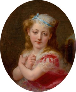 Portrait of a Young Girl by Frederick Arthur Bridgman Oil Painting