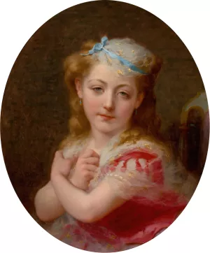 Portrait of a Young Girl by Frederick Arthur Bridgman Oil Painting