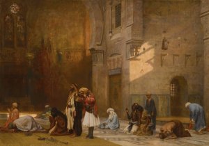 Prayer in the Mosque, Cairo by Frederick Arthur Bridgman Oil Painting