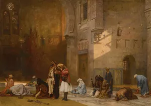 Prayer in the Mosque, Cairo by Frederick Arthur Bridgman Oil Painting