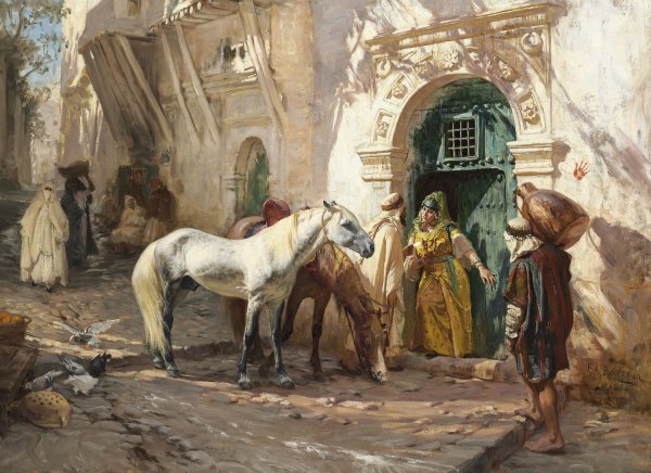 Scene prise au Maroc  by Frederick Arthur Bridgman - Hand-Painted Oil Painting Reproduction