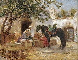 The Barber by Frederick Arthur Bridgman Oil Painting