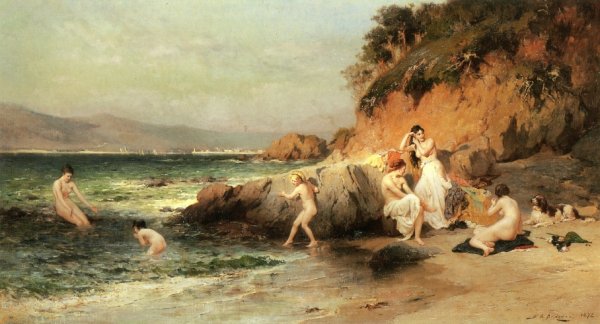 Main Product Photo of The Bathing Beauties Painting by Frederick Arthur Bridgman