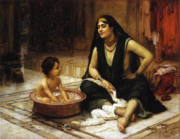 The Bathing Cove by Frederick Arthur Bridgman - Hand-Painted Oil Painting Reproduction