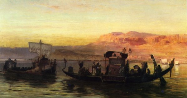 The Burial of a Mummy on the Nile by Frederick Arthur Bridgman - Hand-Painted Oil Painting Reproduction