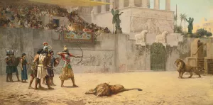 The Diversion Of An Assyrian King by Frederick Arthur Bridgman Oil Painting