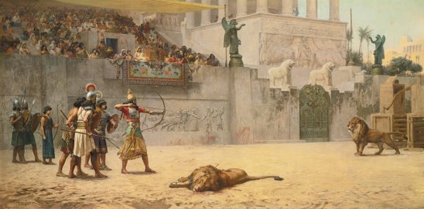The Diversion Of An Assyrian King by Frederick Arthur Bridgman - Hand-Painted Oil Painting Reproduction