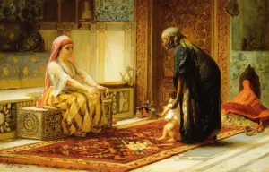 The First Steps by Frederick Arthur Bridgman Oil Painting