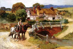 The Old Bridge, Normandy by Frederick Arthur Bridgman Oil Painting