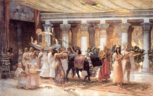 The Procession of the Sacred Bull Anubis Oil painting by Frederick Arthur Bridgman