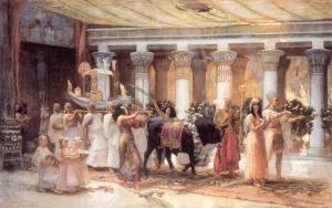 The Procession of the Sacred Bull Anubis by Frederick Arthur Bridgman - Oil Painting Reproduction