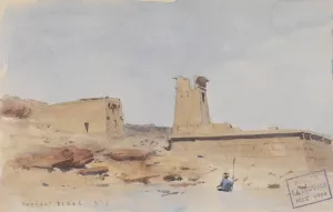 The Temple of Dendur, Showing the Pylon and Terrace by Frederick Arthur Bridgman Oil Painting
