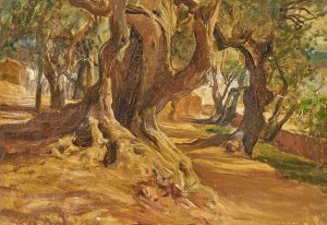 Tree Trunk by Frederick Arthur Bridgman Oil Painting