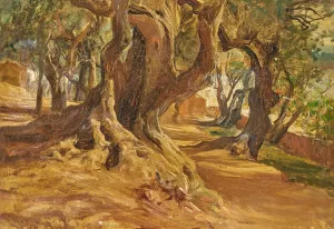 Tree Trunk by Frederick Arthur Bridgman Oil Painting