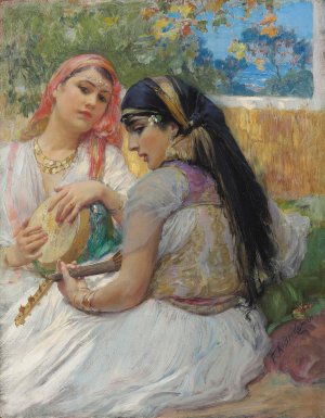 Two Young Algerians by Frederick Arthur Bridgman Oil Painting