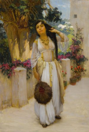 Woman of Algiers on a Veranda by Frederick Arthur Bridgman Oil Painting