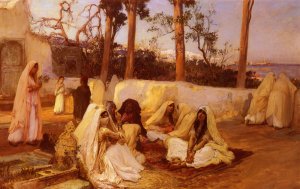 Women at the Cemetery, Algiers by Frederick Arthur Bridgman Oil Painting