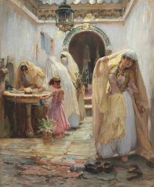 Women at the Fountain by Frederick Arthur Bridgman Oil Painting