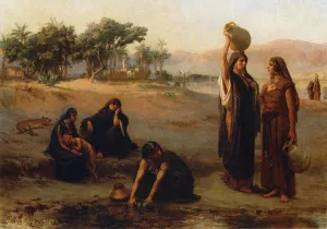 Women Drawing Water from The Nile Oil painting by Frederick Arthur Bridgman