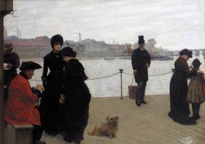 Waiting for the Boat, Chelsea Embankment by Frederick Brown Oil Painting