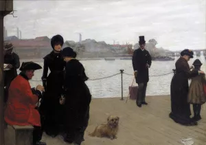 Waiting for the Boat, Chelsea Embankment by Frederick Brown Oil Painting