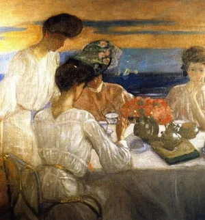Afternoon Tea on the Terrace by Frederick C. Frieseke - Oil Painting Reproduction