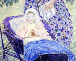 Baby in Pram by Frederick C. Frieseke Oil Painting