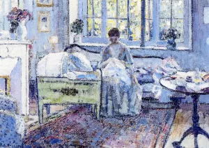 By the Cradle by Frederick C. Frieseke - Oil Painting Reproduction