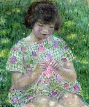 Child Knitting by Frederick C. Frieseke Oil Painting