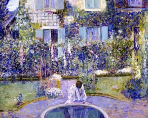 Garden Mirror by Frederick C. Frieseke - Oil Painting Reproduction