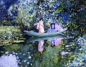 Grey Day on the River also known as Two Ladies in a Boat by Frederick C. Frieseke Oil Painting