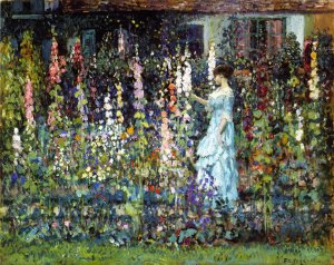 Hollyhocks by Frederick C. Frieseke Oil Painting