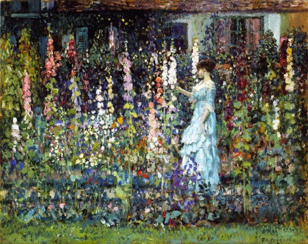 Main Product Photo of Hollyhocks Painting by Frederick C. Frieseke