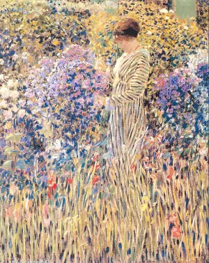 Lady in a Garden by Frederick C. Frieseke - Oil Painting Reproduction