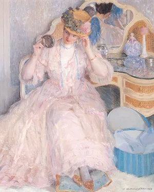 Lady Trying On a Hat by Frederick C. Frieseke Oil Painting