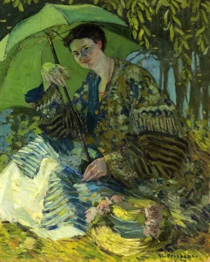 Lady with a Parasol painting by Frederick C. Frieseke
