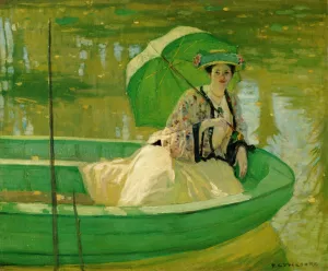 Lady with Parasol by Frederick C. Frieseke - Oil Painting Reproduction