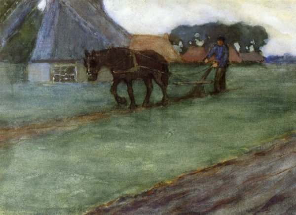 Man Plowing by Frederick C. Frieseke - Hand-Painted Oil Painting Reproduction