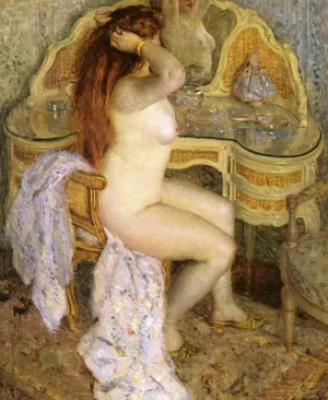 Nude Seated at Her Dressing Table by Frederick C. Frieseke Oil Painting