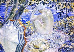 On the Bank by Frederick C. Frieseke Oil Painting