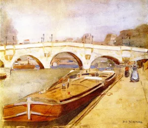 Paris, Pont Neuf with Barges by Frederick C. Frieseke Oil Painting